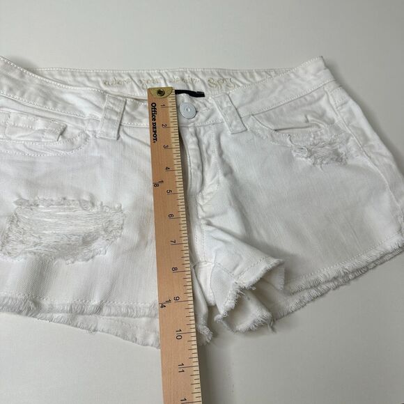 Adore Your Denim SPJ White Distress Denim Jean Shorts Raw Edge - Picture 10 of 11